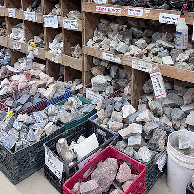 Rough material that is going to be used by Zuni fetish carvers.